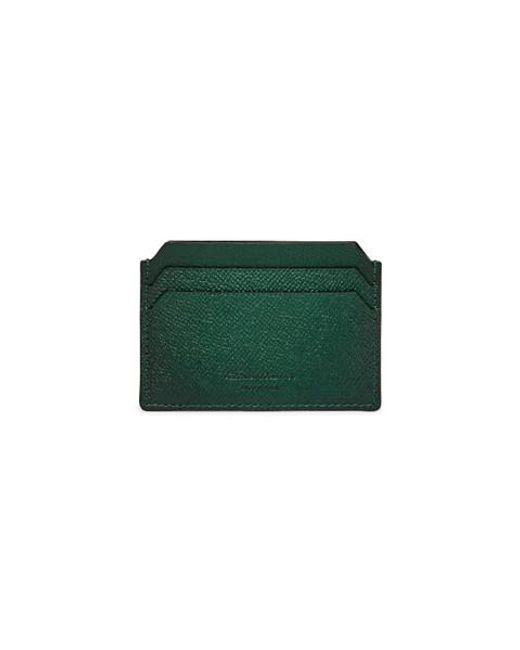 Santoni Green Saffiano Leather Credit Card Holder for men