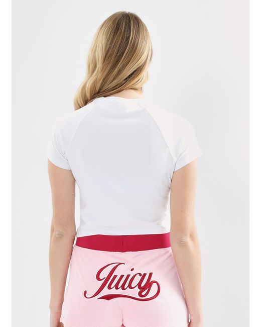 Juicy Couture White Retro Tee Swirl jersey Shrunken