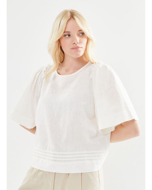 SELECTED White Slfhillie 2/4 Linen Top B