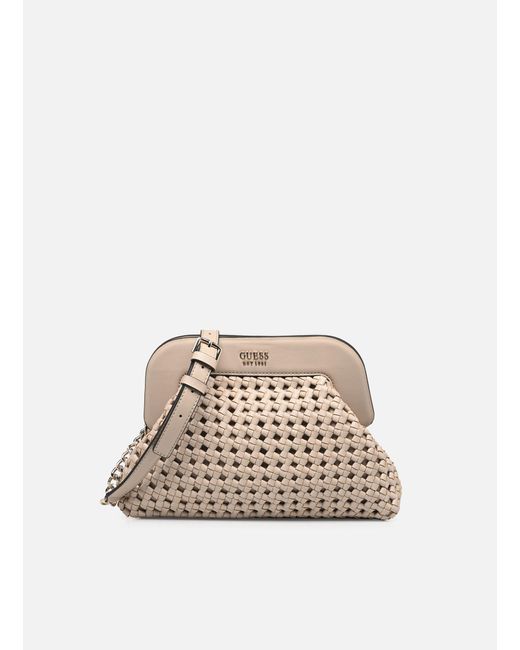 Guess Sicilia Frame Clutch in het Naturel Lyst
