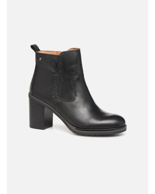 PIKOLINOS Pompeya W9T-8594 marrón y negro. Botín liso tacón mujer