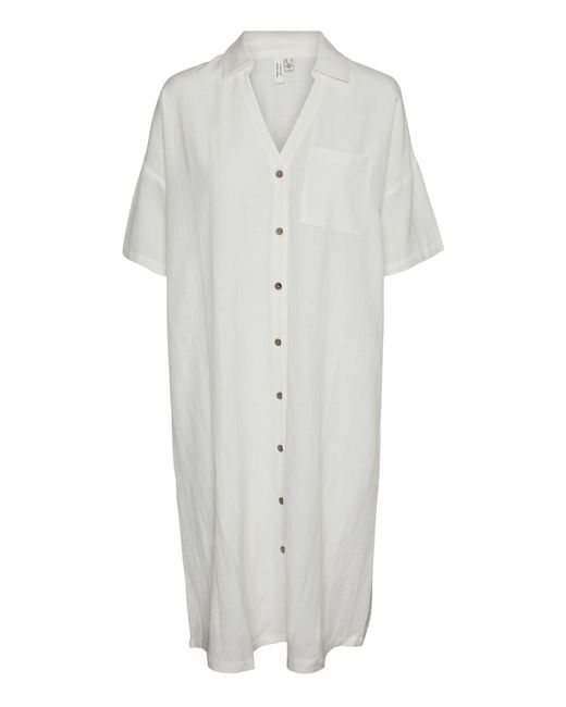 Vero Moda White Vmkarla 2/4 Shirt Dress Wvn Btq