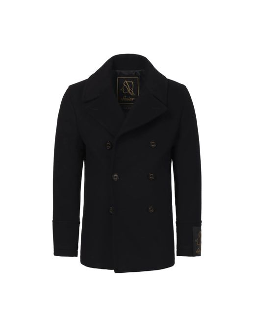 Sealup Wool And Cashmere Short Peacoat in Black for Men | Lyst