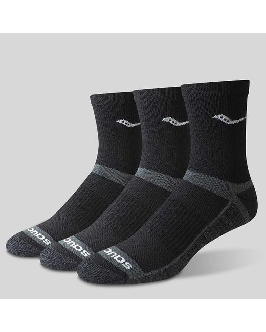 Saucony Black Inferno Cushion Mid 3-pack Sock for men