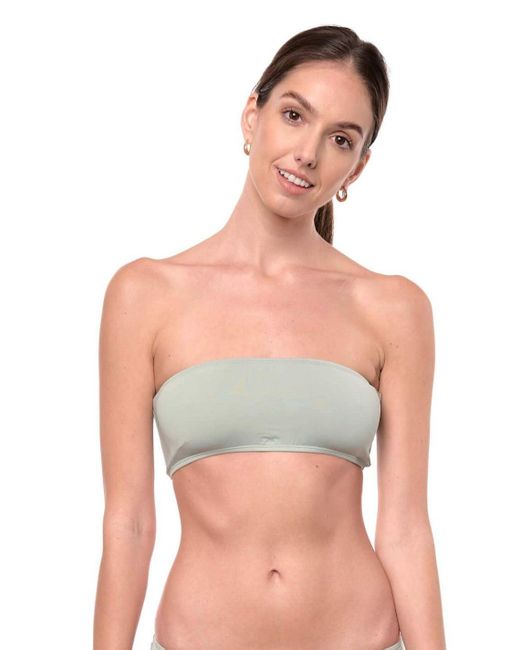 Triangle Bikini Top with Pads in Lurex Green - Sauipe Swim