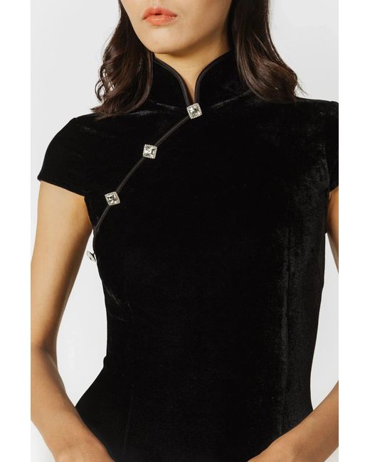 SAU LEE Black Margaux Velvet Mini Dress