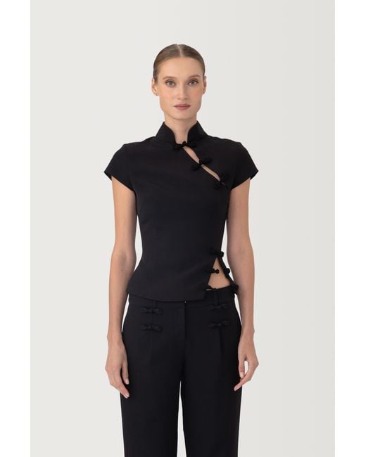 SAU LEE Black Iris Crepe Top