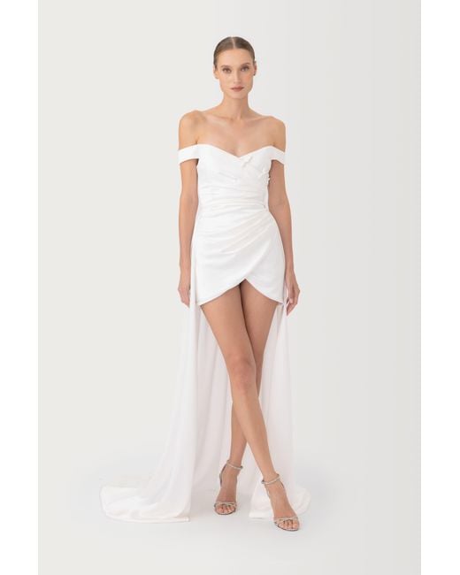 SAU LEE Brown Vittoria Satin Mini Dress