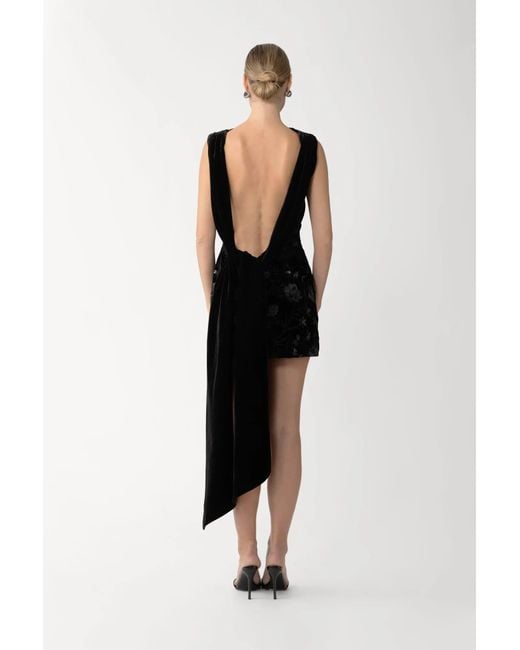 SAU LEE Black Winter Velvet Mini Dress