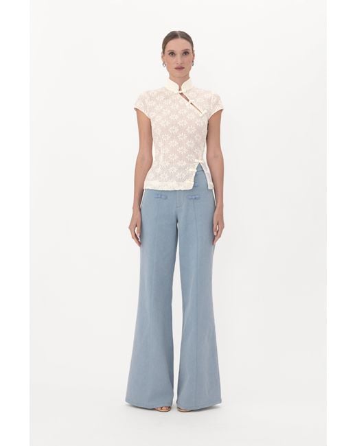 SAU LEE White Iris Crochet Top