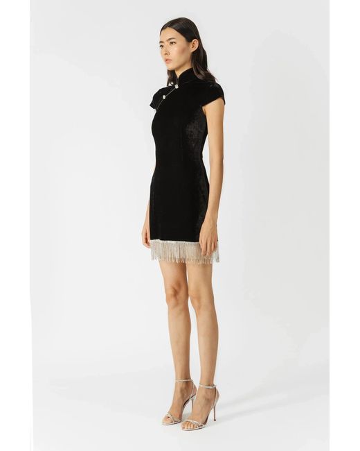 SAU LEE Black Margaux Velvet Mini Dress