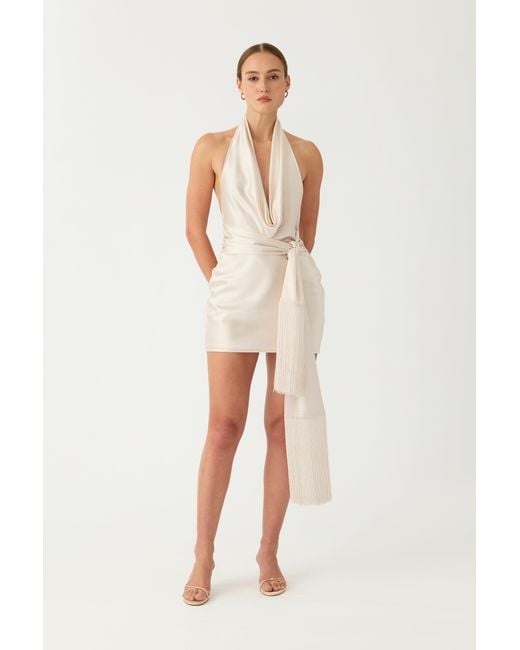 SAU LEE Natural Solene Satin Mini Dress