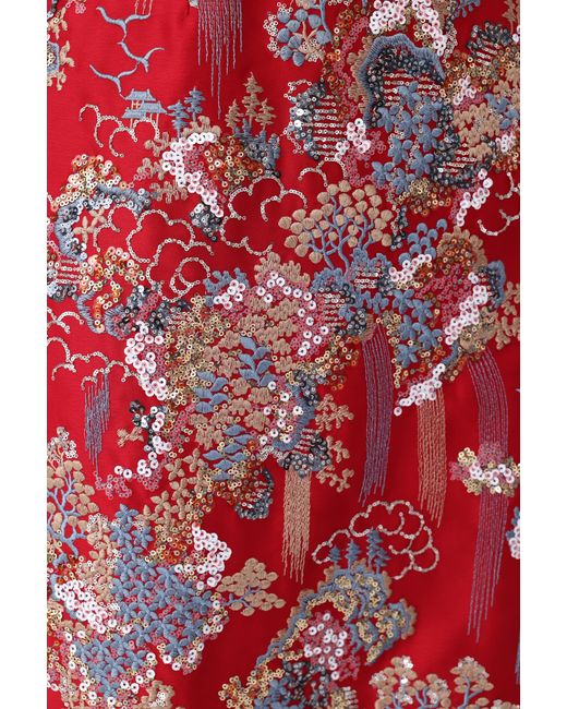 SAU LEE Jillian Embroidered Gown