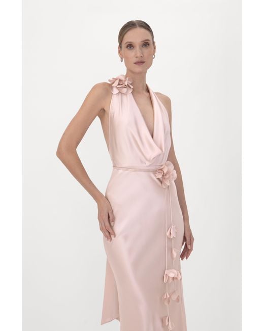 SAU LEE Pink Delphine Satin Gown