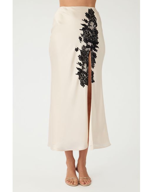 SAU LEE Black Elva Satin Skirt