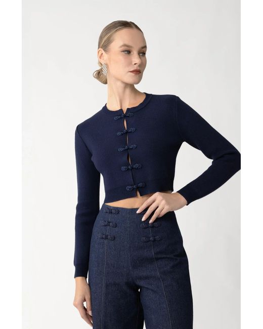 SAU LEE Blue Demi Knit Cardigan