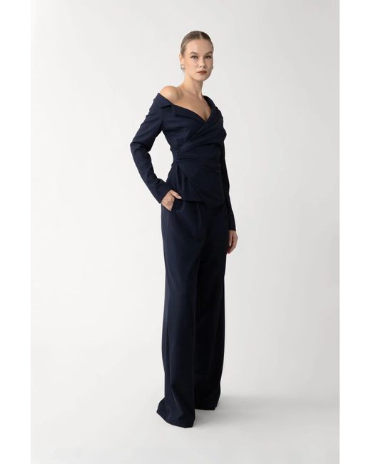 SAU LEE Blue Neve Wool Pant