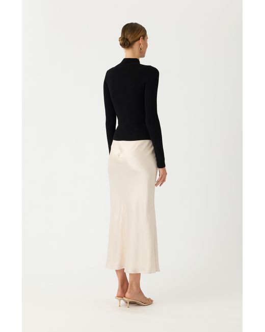 SAU LEE Black Elva Satin Skirt
