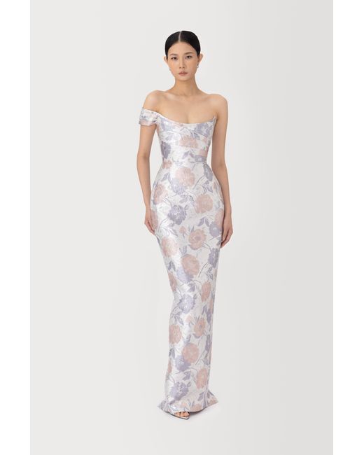 SAU LEE White Jackson Brocade Gown