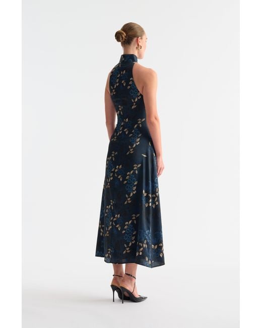 SAU LEE Blue Victoria Satin Dress