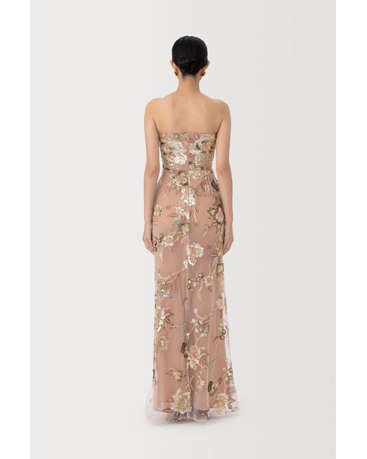 SAU LEE Natural Pippa Strapless Maxi Dress
