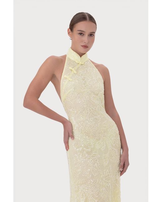 SAU LEE Natural Grace Beaded Dress