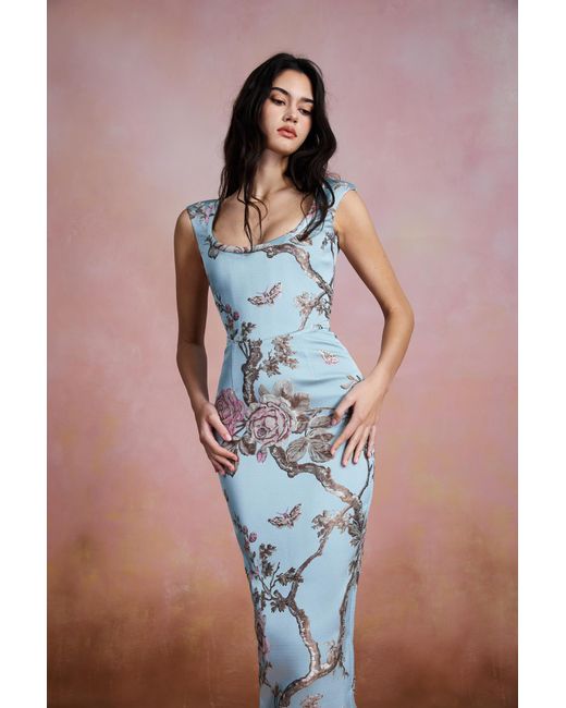 SAU LEE White Brooke Brocade Gown