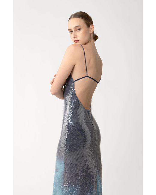 SAU LEE Blue Melrose Sequined Dress