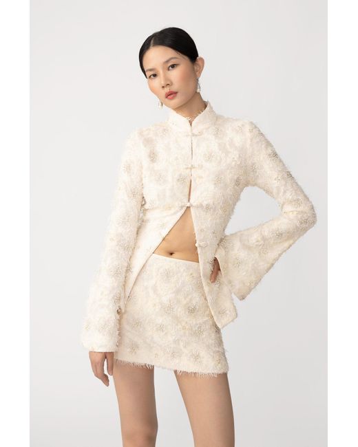 SAU LEE Natural Aja Embroidered Skirt