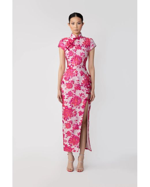 SAU LEE Pink Josephine Jacquard Dress