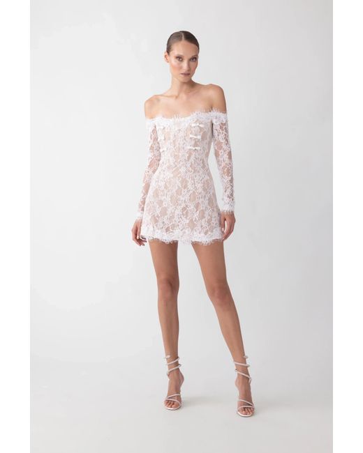 SAU LEE Pink Rachael Lace Mini Dress