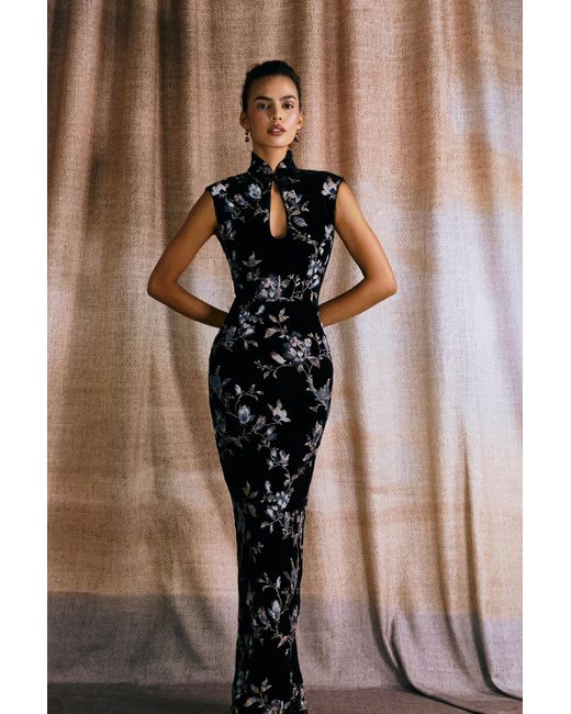 SAU LEE Black Liliana Velvet Dress