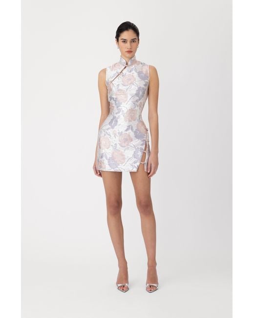 SAU LEE White Ines Brocade Mini Dress