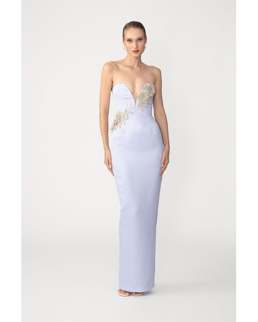 SAU LEE White Luna Satin Gown