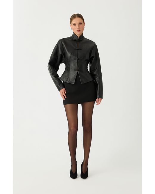 SAU LEE Brown Anton Leather Tang Jacket