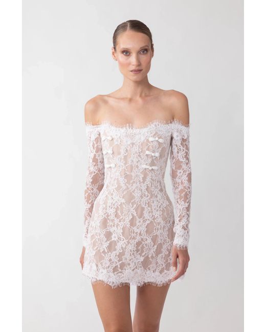 SAU LEE Pink Rachael Lace Mini Dress