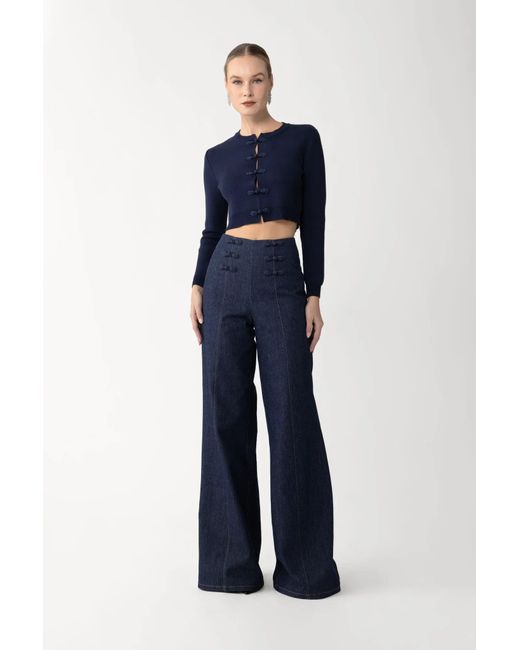 SAU LEE Blue Demi Knit Cardigan