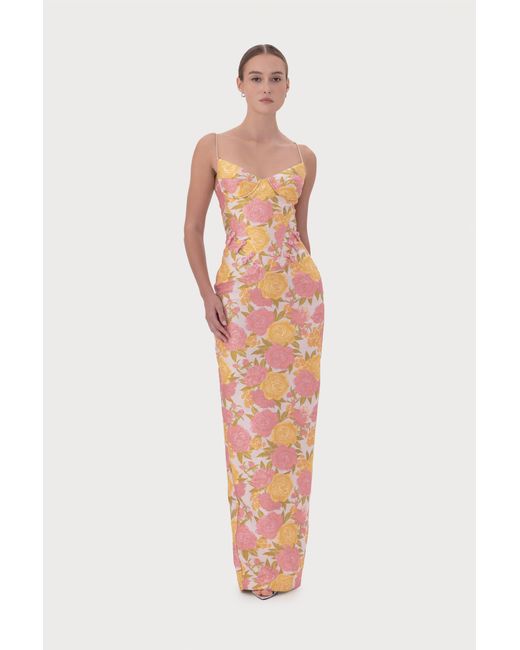 SAU LEE Natural Rosella Jacquard Gown