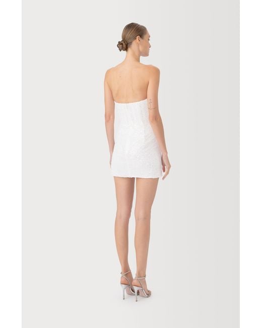 SAU LEE White Lara Beaded Mini Dress