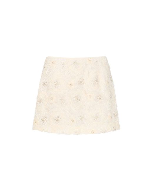 SAU LEE Natural Aja Embroidered Skirt