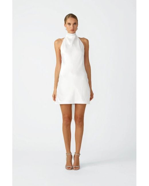 SAU LEE White Penny Backless Satin Mini Dress