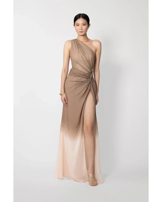 SAU LEE Natural Grecia One-Shoulder Dress