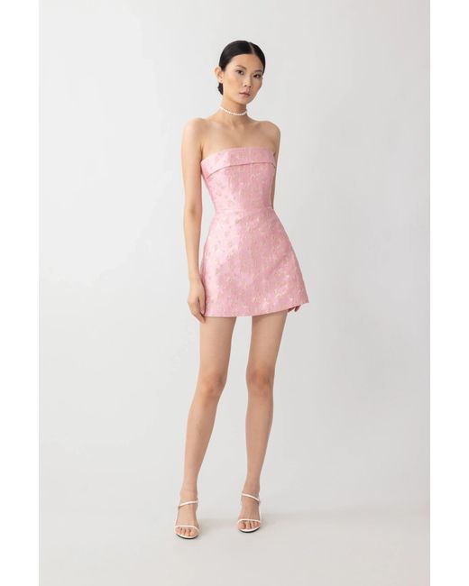 SAU LEE Pink Jodie Jacquard Mini Dress