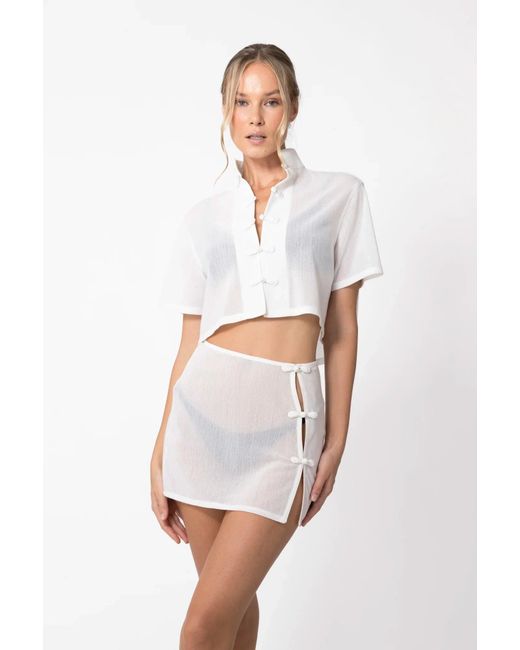 SAU LEE White Devi Mini Skirt