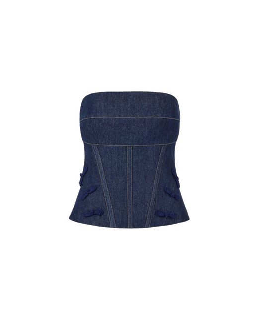 SAU LEE Blue Brooklyn Denim Corset Top