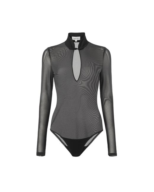 SAU LEE Black Kiki Mesh Bodysuit