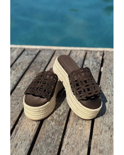 SAU LEE Brown Ming Suede Sandal