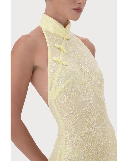 SAU LEE Natural Grace Beaded Dress