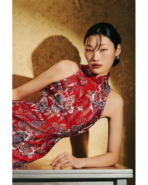 SAU LEE Jillian Embroidered Gown