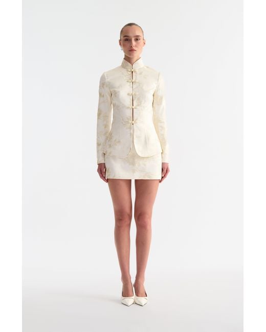 SAU LEE Natural Roan Satin Tang Blazer